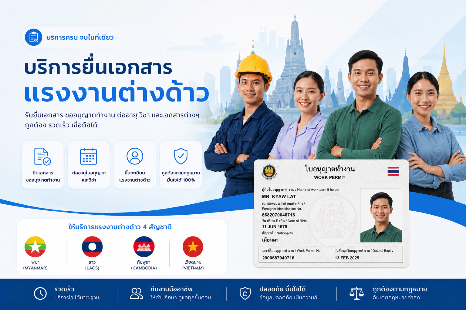 หนังสือเดินทาง พม่า ลาว กัมพูชา และใบอนุญาตทำงาน